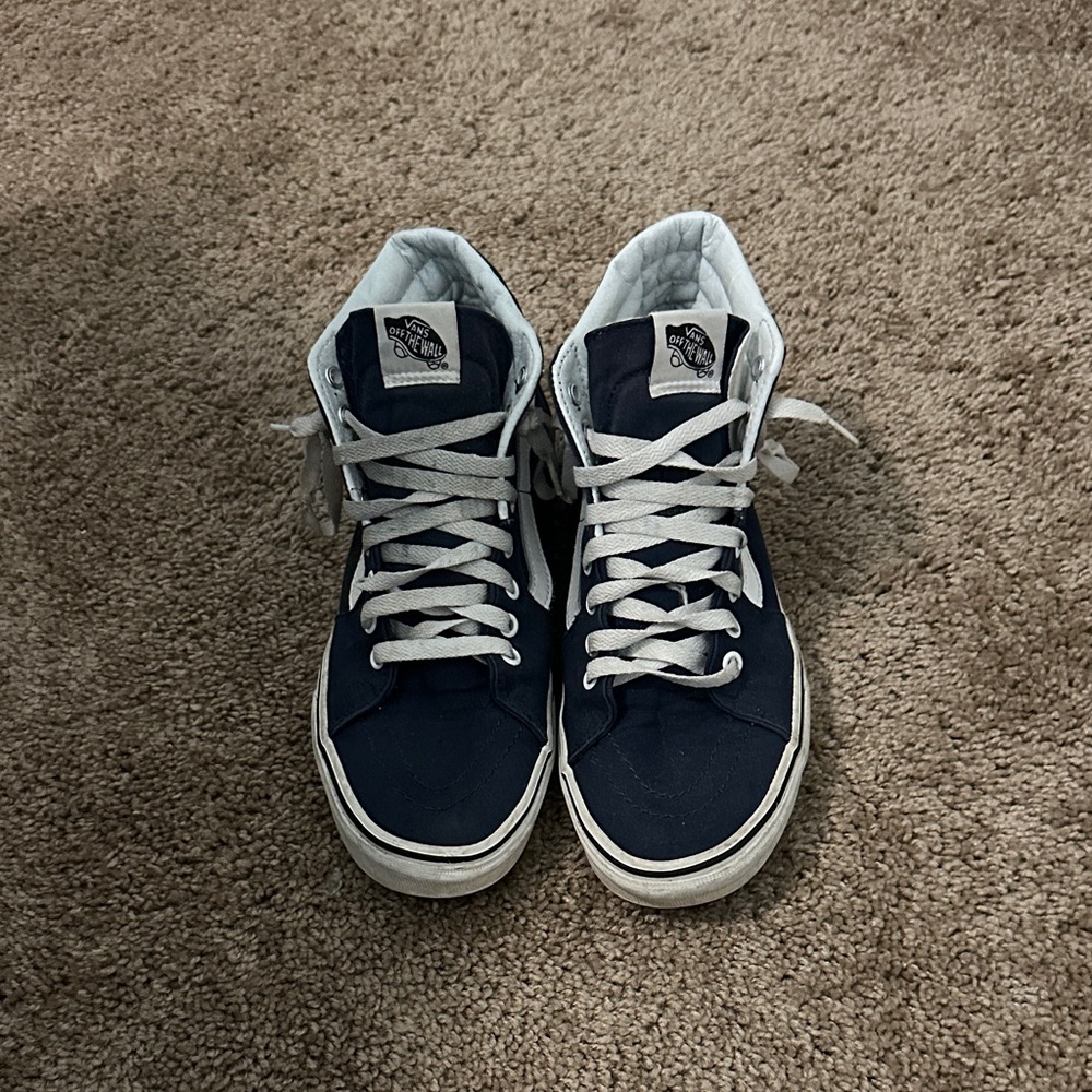Vans Kids High-Top Sneakers in Navy and White